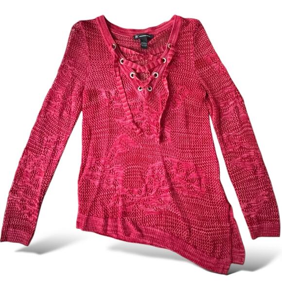 INC International Concepts Women's Small Diamond Lace Up Tie Long sleeve - Picture 5 of 14